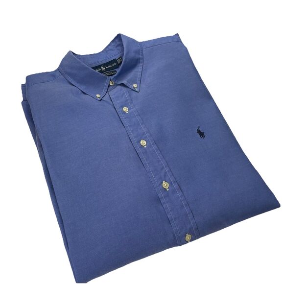 RALPH LAUREN Mens Button Down Blue- 17 1/2 34 - Picture 1 of 13